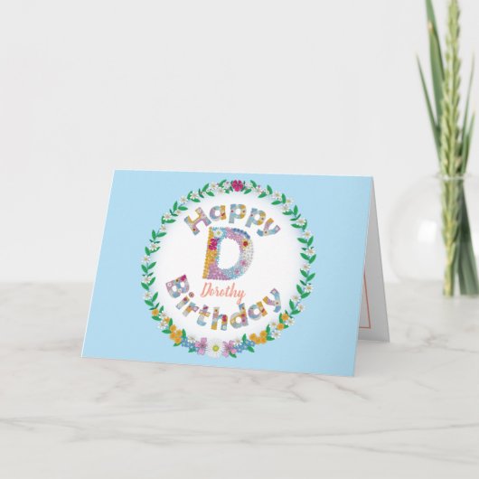 BlumenbriefD Monogramm Personalisierte Geburtstags Dankeskarte (Vorderseite)