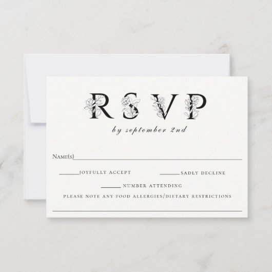 Blumenbriefe, die RSVP mit Allergikermerkmal verbi Karte (Vorderseite)