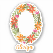 Blumenbriefe O Aufkleber aus geschnittenem Vinyl (Vorderseite)