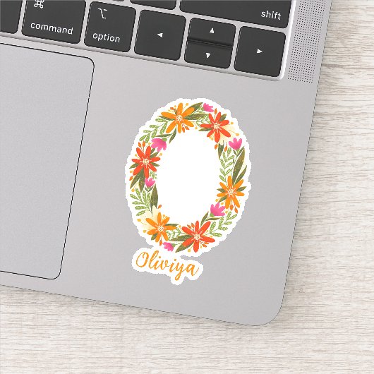 Blumenbriefe O Aufkleber aus geschnittenem Vinyl (Detail)