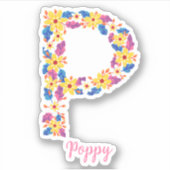 Blumenbriefe P, Aufkleber aus Vinyl, geschnitten (Vorderseite)
