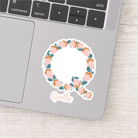 Blumenbriefe Q, Aufkleber aus geschnittenem Vinyl (Detail)