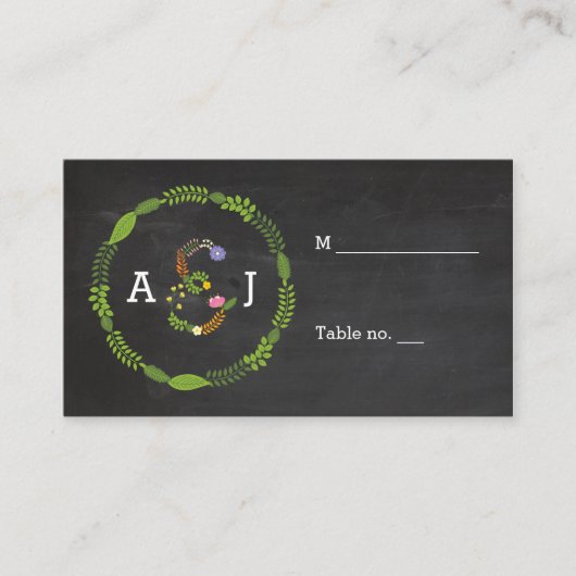 Blumenbriefe rustikale Hochzeitskarten für LIEBEN Platzkarte (Vorderseite)