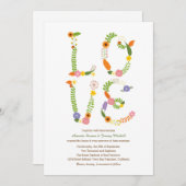 Blumenbriefe Rustikale LIEBE Hochzeit Einladung (Vorne/Hinten)