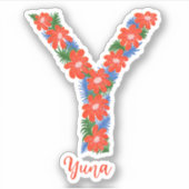 Blumenbriefe Y, Aufkleber aus Vinyl, geschnitten (Vorderseite)