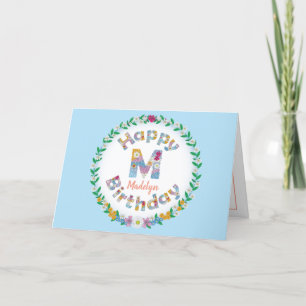BlumenbriefM Monogramm Personalisiert Geburtstagsk Dankeskarte