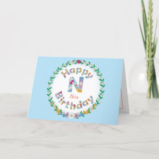 BlumenbriefN Monogramm Personalisierte Geburtstags Dankeskarte