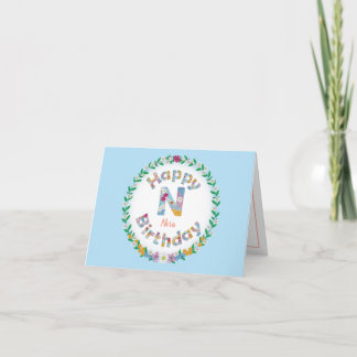 BlumenbriefN Monogramm Personalisierte Geburtstags Karte