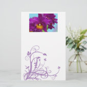 Blumenbriefpapier mit lila Orchideen Briefpapier (Stehend Vorderseite)