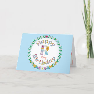 BlumenbriefR Monogramm Personalisiert Geburtstagsk Dankeskarte