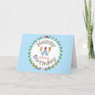BlumenbriefW Monogramm Personalisiert Geburtstagsk Dankeskarte