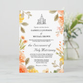 Blumenbright Orange Church Nuptial Mass Wedding Einladung (Stehend Vorderseite)