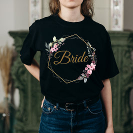 Blumenbrille aus Leaf-Ästhetik Gold & Pink T-Shirt