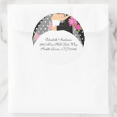 Blumenbrille & Groom-Adressenaufkleber Pink Runder Aufkleber (Tasche)