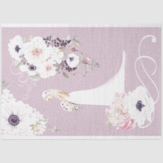 Blumenbrille Hochzeitszettel Seidenpapier (Vorderseite)