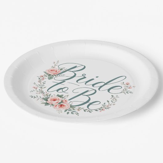 Blumenbrille zu Papier-Tellern, rosa Rosen in Rosa Pappteller (Schrägansicht)