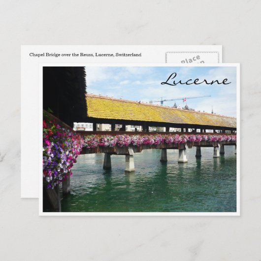 Blumenbrücke Luzerne Postkarte (Vorne/Hinten)