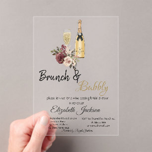 BlumenBrunch & Bubbly-Brautparty Acryleinladungen