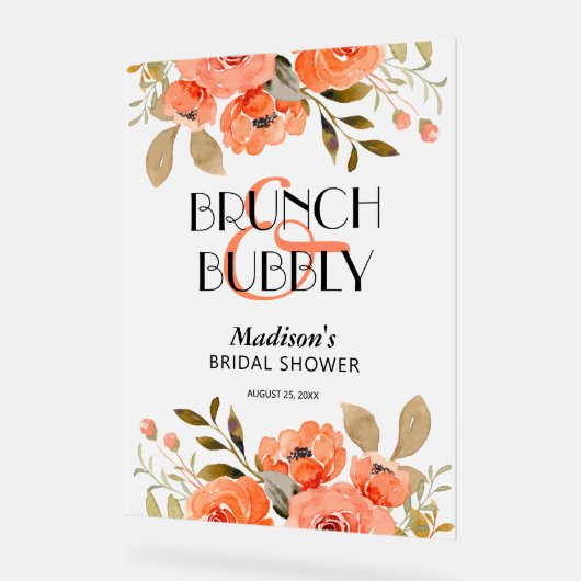 Blumenbrunch & Bubbly Brautparty Acrylschild (Winkel)