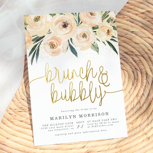 Blumenbrunch & Bubbly Brautparty Einladung