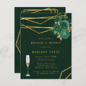 Blumenbrunch & Bubbly mit geometrischen Formen Einladung (Vorne/Hinten)