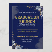 Blumenbrunch Elegantes Frühstück für Ihren Abschlu Einladung (Vorne/Hinten)