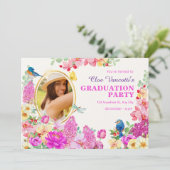 Blumenbrunch Foto Baby Abschluss Einladung (Stehend Vorderseite)