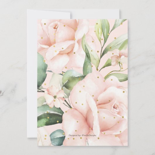 Blumenbrunch mit blubbly blush pink chic mimosa einladung (Rückseite)