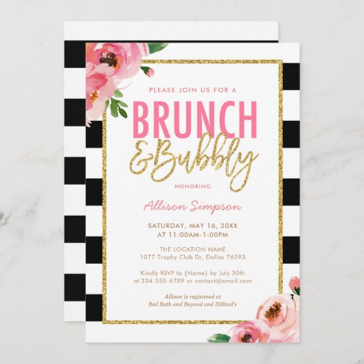 Blumenbrunch und Brautdusche Einladung (Vorne/Hinten)