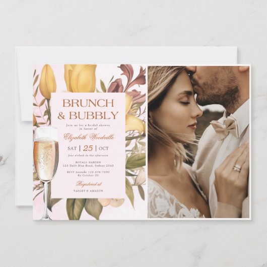 Blumenbrunch und Brautparty-Foto Einladung (Vorderseite)