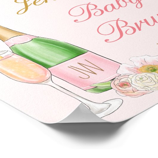 Blumenbrunch und Bubbly Baby Brunch Willkommenspol Poster (Ecke)