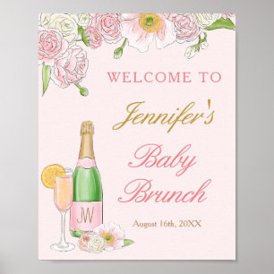 Blumenbrunch und Bubbly Baby Brunch Willkommenspol Poster