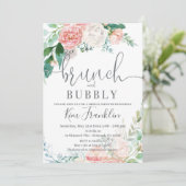 Blumenbrunch und Bubbly Bridal Dusche Einladungen (Stehend Vorderseite)