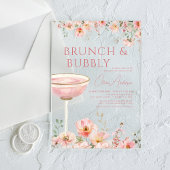 Blumenbrunch und Bubbly Champagne Brautparty Acryleinladungen