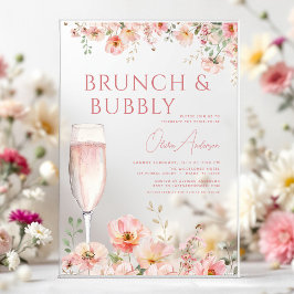 Blumenbrunch und Bubbly Champagne Brautparty Acryleinladungen