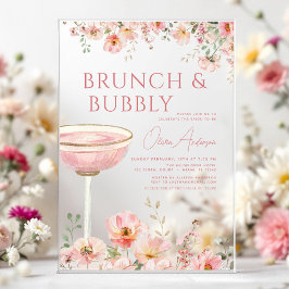 Blumenbrunch und Bubbly Champagne Brautparty Acryleinladungen