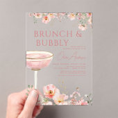 Blumenbrunch und Bubbly Champagne Brautparty Acryleinladungen (Insitu (Handheld))