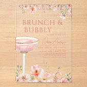 Blumenbrunch und Bubbly Champagne Brautparty Acryleinladungen (Vorderseite)