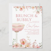 Blumenbrunch und Bubbly Champagne Brautparty Einladung (Vorderseite)