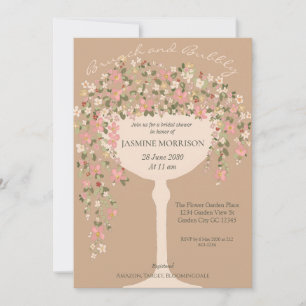 Blumenbrunch und Bubbly Champagne Brautparty Einladung
