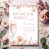 Blumenbrunch und Bubbly Champagne Brautparty Einladung