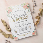 Blumenbrunch und Bubbly Peony Gold Brautparty Einladung<br><div class="desc">Elegantes Brautparty-Brunch mit Pfirsichbäumen und Goldakzenten. Passende Beilagen,  Schilder,  Spiele und Dekorationen finden Sie in unserem Zazzle-Shop. Wenn Sie einen bestimmten Artikel suchen,  zögern Sie bitte nicht uns zu kontaktieren.</div>