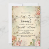 Blumenbrunch Vintager Brautparty Einladung (Vorderseite)