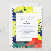 Blumenbrurnt Orange Yellow Navy Blue Green Wedding Einladung (Vorderseite)