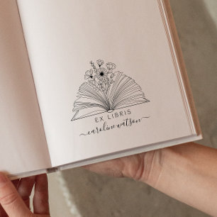 Blumenbuch Ex libris Gummi Briefmarke Gummistempel