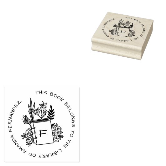 Blumenbuch-Individuelle Name-Erstbibliothek Gummistempel (Stempel)