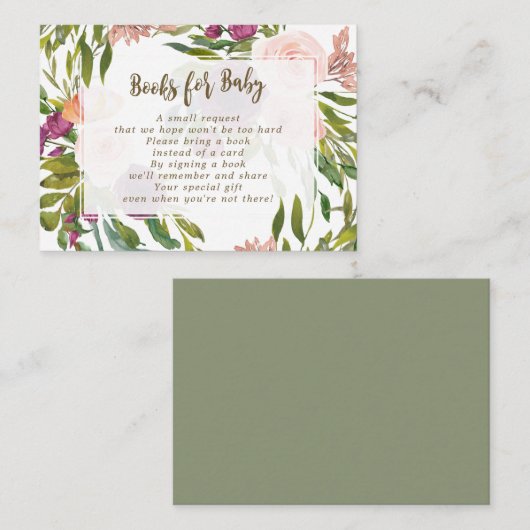 Blumenbücher für Babyausweise im Grünen Begleitkarte (Vorne/Hinten)