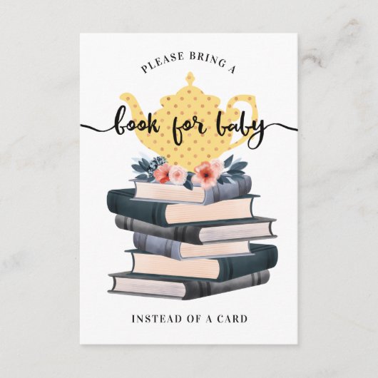 Blumenbücher für Vintages Baby-Gelb-Tee-Party Begleitkarte (Vorderseite)