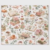 Blumenbücher und Brunch Literarisches Geschenkpapi Geschenkpapier (Flach)