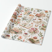 Blumenbücher und Brunch Literarisches Geschenkpapi Geschenkpapier (Ungerollt)